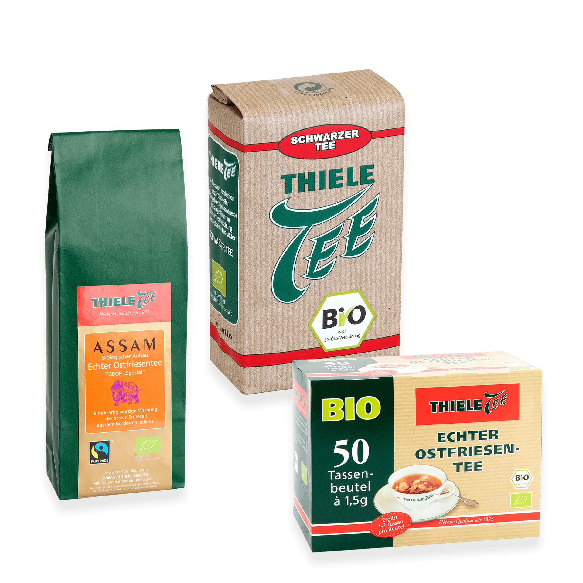 FAIRTRADE 100g & BIO lose 125g & BIO Tassenbeutel 50 x 1,5g